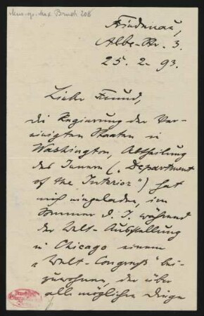 Brief an Philipp Spitta : 25.02.1893