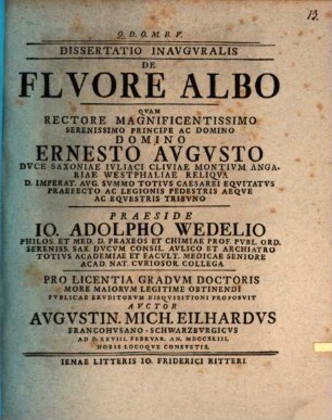 Diss. inaug. de fluore albo