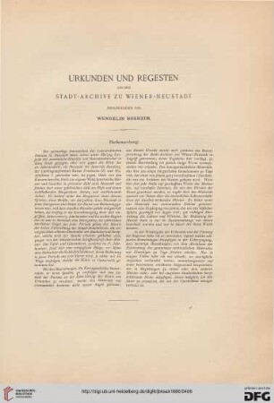 Urkunden und Regesten aus dem Stadt-Archive zu Wiener-Neustadt, [1]