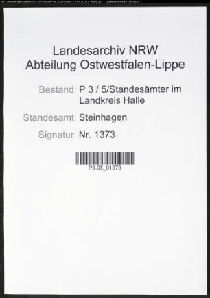 Heiratsregister Standesamt Steinhagen