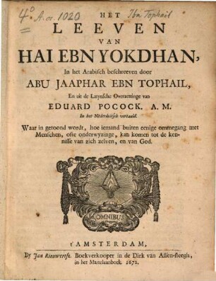 Het leeven van Hai Ebn Yokdhan
