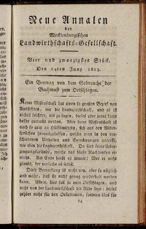 Vier und zwanzigstes Stück. Den 14ten Juny 1813.