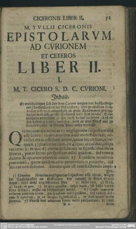 Epistolarum Ad Curionem Et Ceteros Liber II.