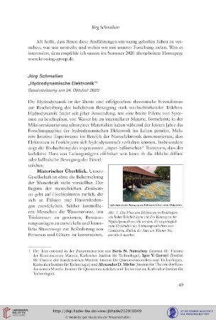 Hydrodynamische Elektronik : Gesamtsitzung am 24. Oktober 2020