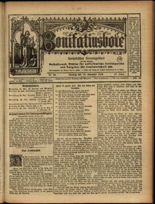Ausgabe vom Sonntag, den 17. November 1918.