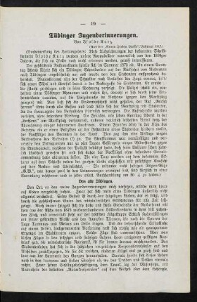 19-24, Tübinger Jugenderinnerungen