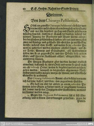 Drittens. Von dem Chirurgo Pestilentiali