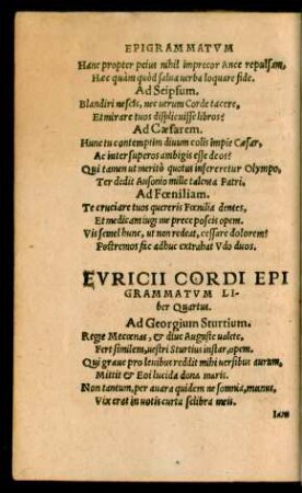 Euricii Cordi Epigrammatum Liber Quartus.