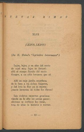 XLVI - ¡Lejos, lejos! : (De H. Heine's "Lyrisches Intermezzo")