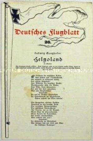 Flugblatt mit zwei patriotischen Gedichten von Ludwig Ganghofer