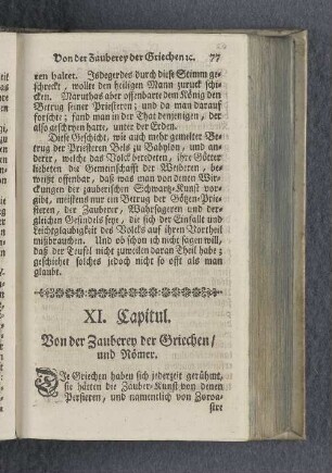 XI. Capitul. Von der Zauberey der Griechen / und Römer.