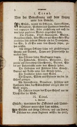 II. Titul. Von dem Unterricht der Officiers und Unterofficiers.