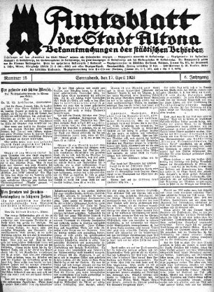 Nummer 16 : Sonnabend, den 17. April 1926