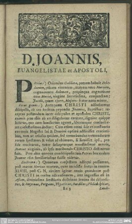 D. Joannis, Evangelistae et Apostoli