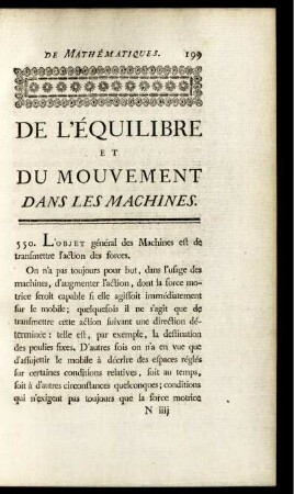 De L'Équilibre et du Mouvement dans les Machines.