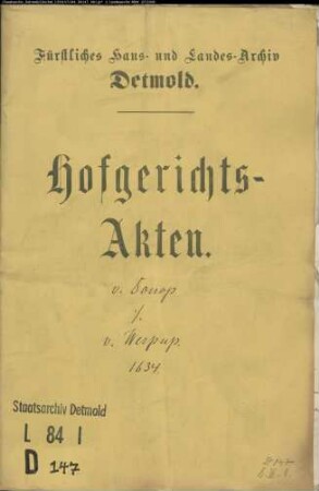 von Donop, Levin, Drost gegen Johann Werpup zu Ullenhausen - Schuldforderung