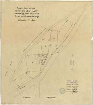 Gsaenger, Gustav; Gräfelfing bei München (Bayern); Tennisclub Grün-Weiß (TC Grün-Weiß) - Tennisclub Grün-Weiß, Pl. Nr. 359 / 359 ½, Tektur zur Platzaufteilung (Lageplan)
