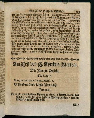 519-525, Am Fest des H. Apostels Matthäi. Die Zweyte Predig