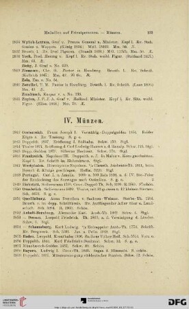 IV. Münzen (Nr. 2842-2930)
