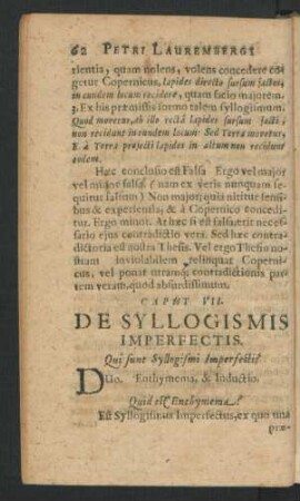 Caput VII. De Syllogismis Imperfectis.