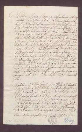 Gültverschreibung von Maria Susanna Weber von Schwarzach gegen das Kloster Schwarzach