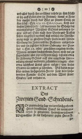 Extract Des Zweyten Send-Schreibens.