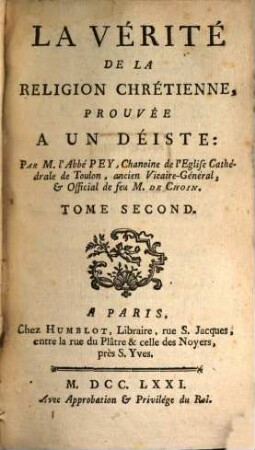 La Vérité De La Religion Chrétienne, Prouvée A Un Déiste, 2