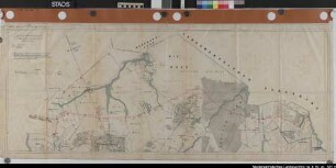 "Projektierte Kanallinien in den Mooren des Amts Hümmling" Raum Neubörger - Bockhorst - Esterwegen - Neuarenberg in der Darstellung der Landdrosteikarte mit rot eingezeichneter Kanallinie (Beilage zum Bericht vom 24.10.1882 Nr. 6664) Ausf.-Art: Farbige Handzeichnung Herst.: Oppermann Format: 51 x 136 cm Maßstab: 1 : 21333