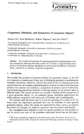 Congruence, similarity, and symmetries of geometric objects
