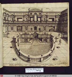 Fontis ornatissimi structura a Iulio III pont. max. Romae ad viam Flaminiam facta ad augendum villa suae gratiam (Die Villa Giulia - Nymphäum und Loggia).