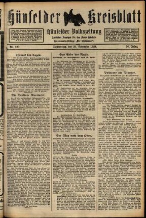 Ausgabe vom Donnerstag, den 20. November 1924.
