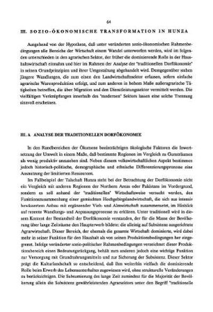 III. Sozio-ökonomische Transformation in Hunza