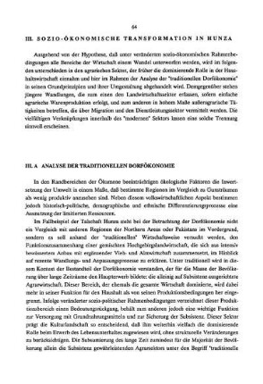 III. Sozio-ökonomische Transformation in Hunza