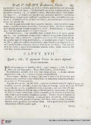 Caput XVII: Quale, ubi et quomodo Foetus in utero deponat Excrementum