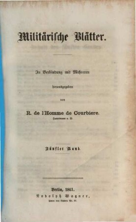 Militärische Blätter. 5. 1861