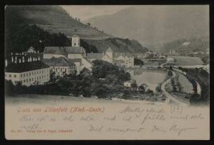 Ansichtskarte von Hofmannsthal an seinen Vater mit "Gruss aus Lilienfeld"