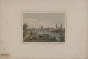 Ansicht von Dresden, Lithographie, um 1850 : Dresden = Dresde / N. d. Natur u. a. Stein gez. v. Lütke. - Berlin : Schröder ; Berlin : Lithogr. Institut , [ca. 1850]. - 1 Kunstbl. : Lithogr. ; 22 x 15 cm