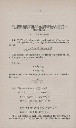 On the residue of a binomial-theorem coefficient with respect to prime modulus.