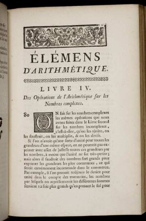 Livre IV. - V. Des Opérations de l'Arithmétique sur les Nombres complexes.