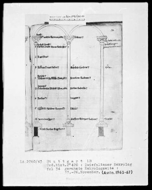 Necrologium Zwiefaltense — Gerahmte Nekrologseite, Folio 34recto