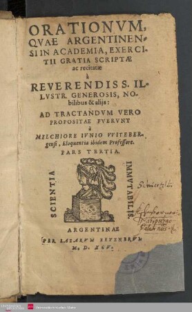3: Orationum, quae Argentinensi in academia, exerciti gratia scriptae ac recitatae ...