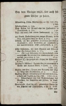 Bey dem Verleger dieses, sind auch folgende Bücher zu haben.