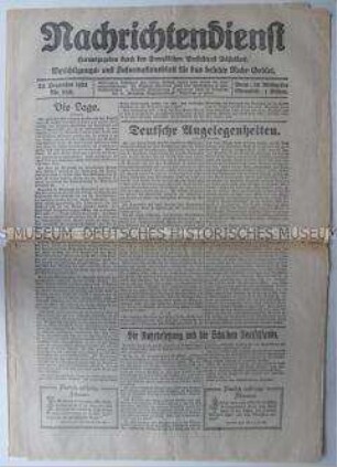 Informationsblatt des Französischen Pressedienstes für das besetzte Rheinland