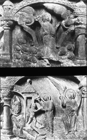 Freckenhorst, Stiftskirche St. Bonifatius, Taufstein, Szenen aus der Heilgeschichte / Passion Christi