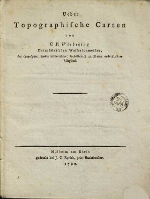 Ueber Topographische Carten