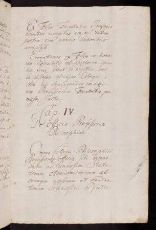 IV. De Officio Professorum Philosophiae.