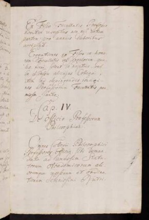 IV. De Officio Professorum Philosophiae.