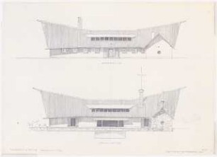 Landhaus, Nyon (Haus Schwebes, zahlreiche Varianten): Ansichten von N und S 1:100