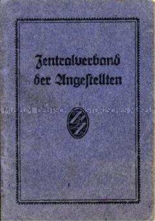 Mitgliedsbuch des Zentralverbandes der Angestellten