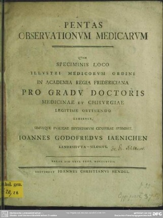 Pentas Observationum Medicarum